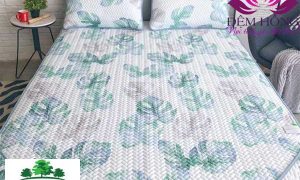 chiếu tencel họa tiết lá khoai